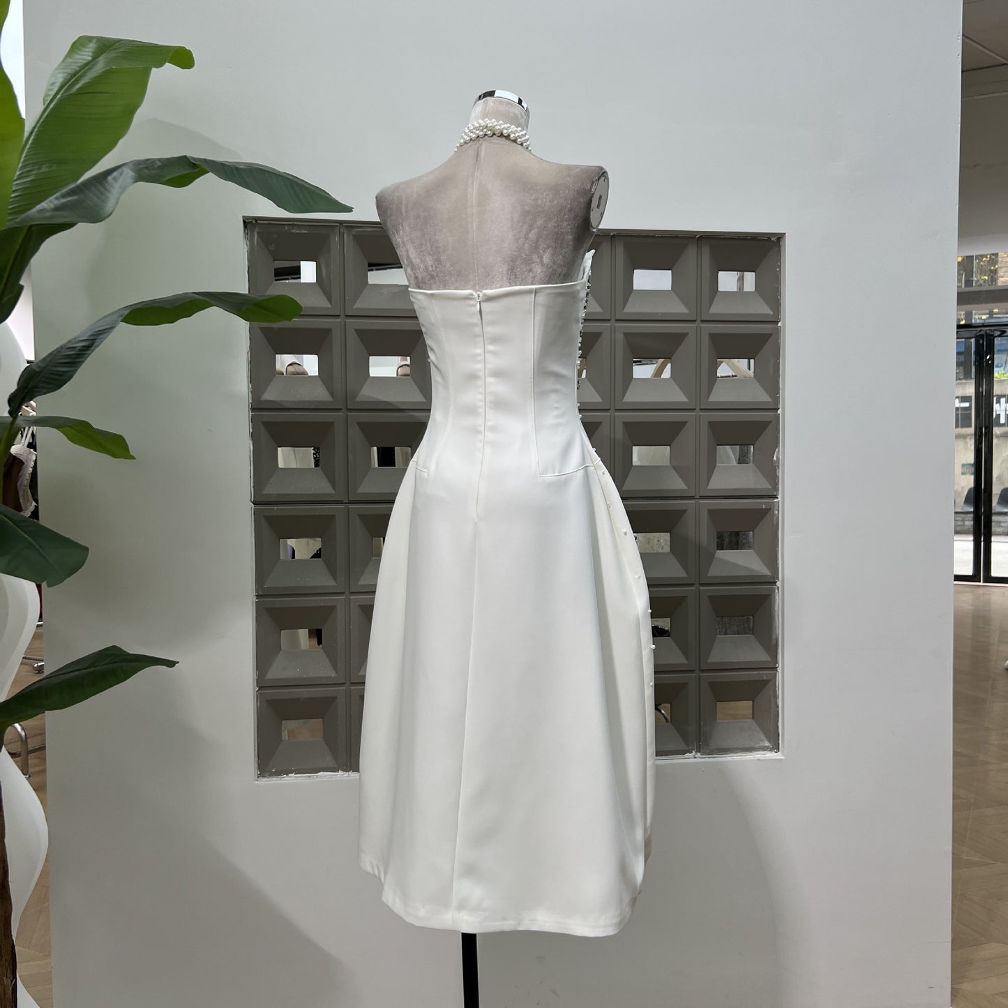 Handmade Rhinestone Waist Tube Top Dress