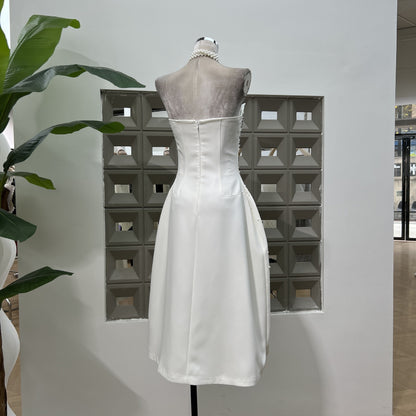 Handmade Rhinestone Waist Tube Top Dress