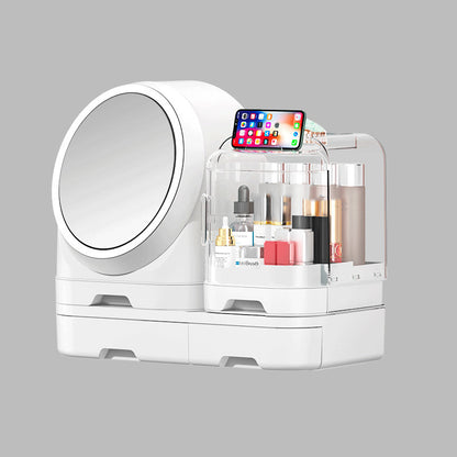 Desktop Makeup Organizer Dustproof With Mirror