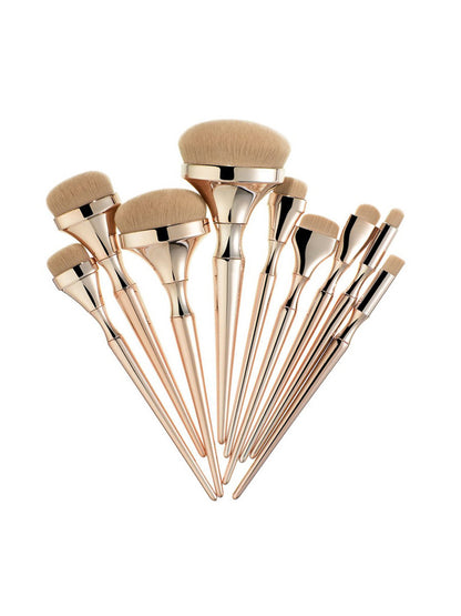 9 Gold Plating Toothbrush Type Makeup Brushes Suit