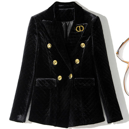 Three-grain Double-breasted Cotton Jacket Velvet Women's Suit
