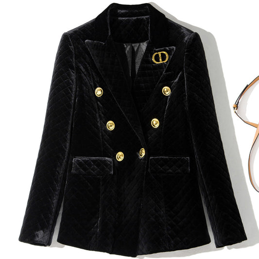 Three-grain Double-breasted Cotton Jacket Velvet Women's Suit