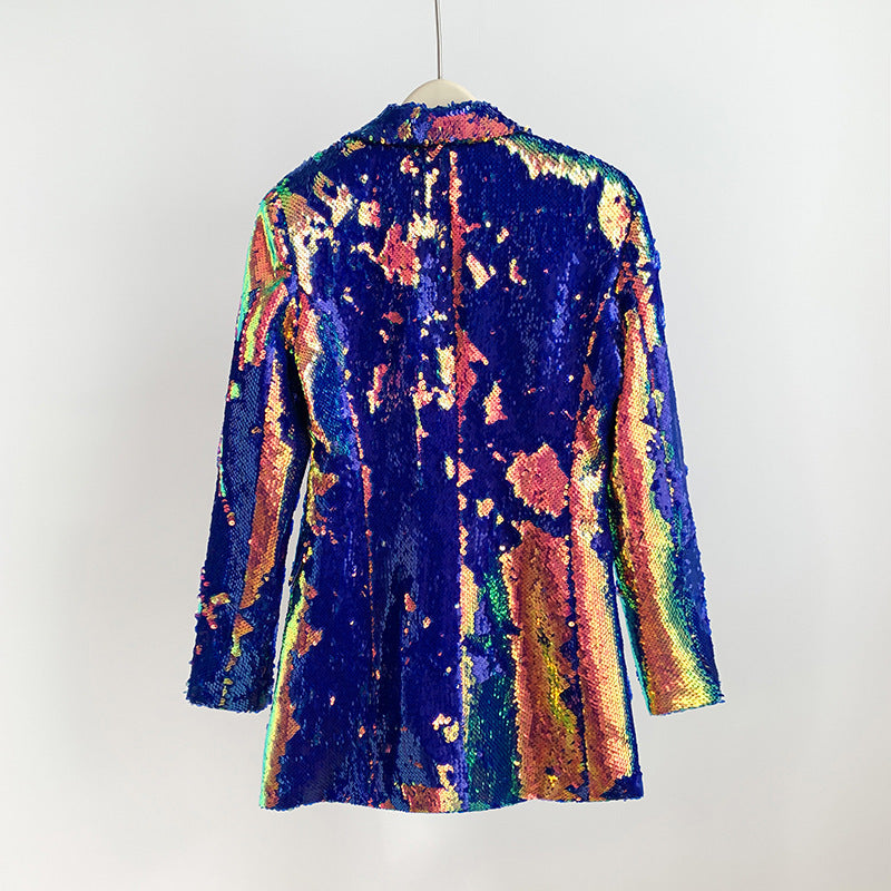Sequin Color Change Casual Suit Coat