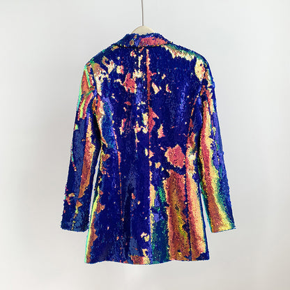 Sequin Color Change Casual Suit Coat