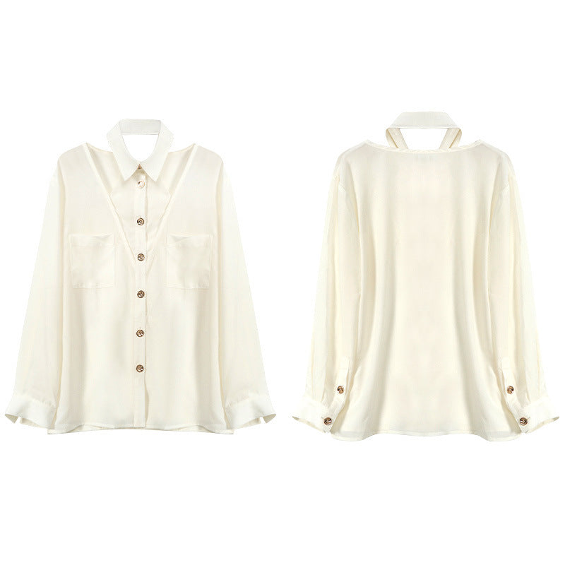 New Style Long-sleeved Shirt Fashion Design Loose Chiffon Blouse Women