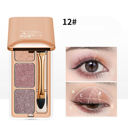 Three Color Eye Shadow Plate With Pearly Light