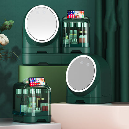 Desktop Makeup Organizer Dustproof With Mirror