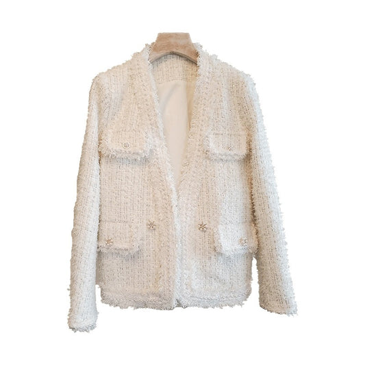 French Temperament Beaded Small Fragrance Milk Jacket Women Plus Cotton