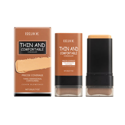 Full-Coverage Foundation and Concealer Stick With Brush, Perfect For All Skin Types