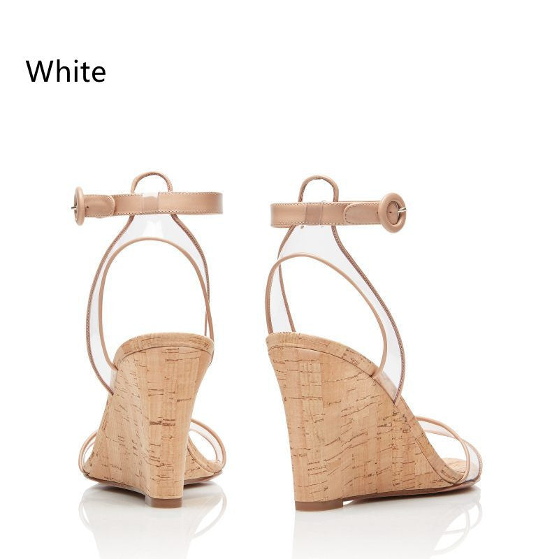 Fashion Sandals PVC Wood Grain Wedges Women Shoes