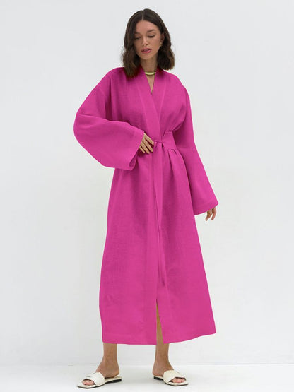 Women's Retro Fashion Cotton And Linen Long-sleeved Dress