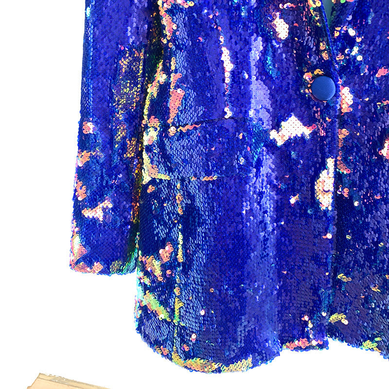 Sequin Color Change Casual Suit Coat