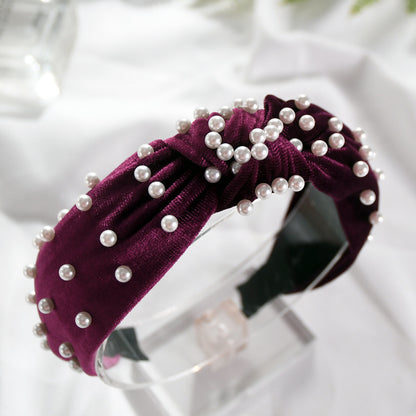 Nail Pearl Velvet Knot Hair Hoop