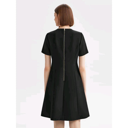 Autumn New Short Sleeve Pleated Dress Women