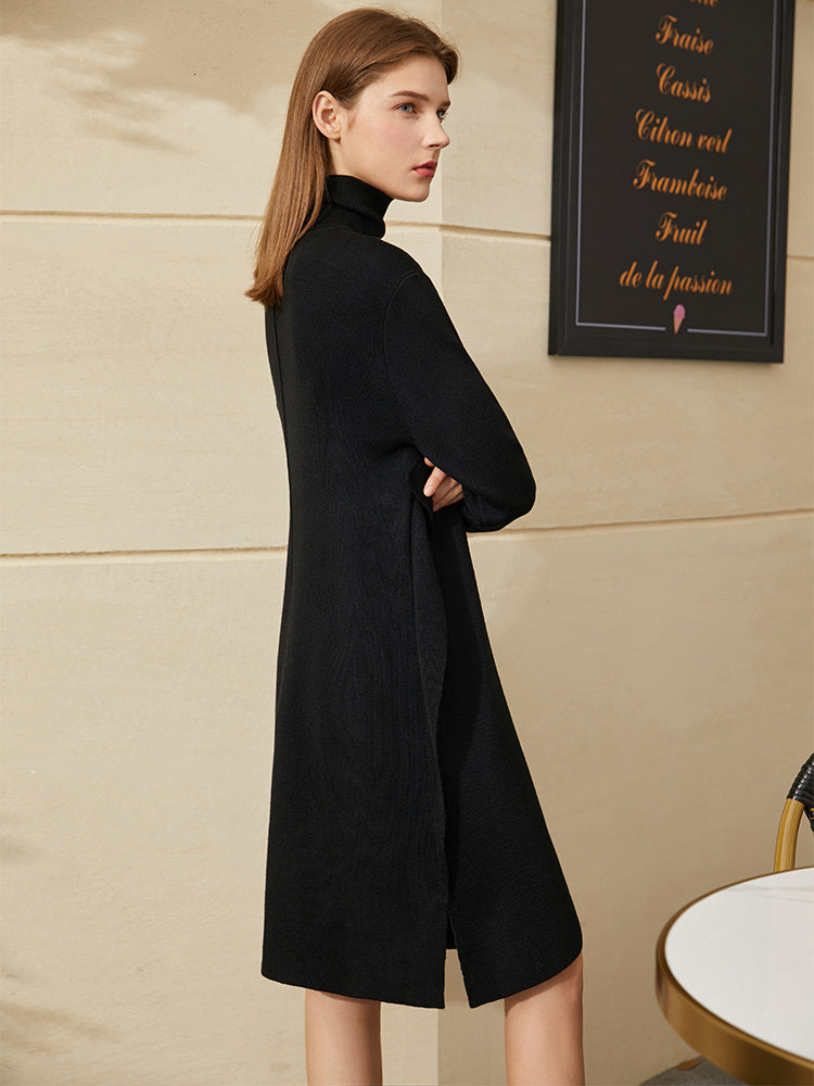 New High Neck Loose Knit Sweater Dress Autumn And Winter