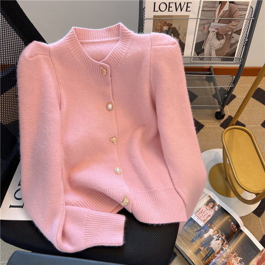 Puff Sleeve Soft Glutinous Sweater For Women Autumn New