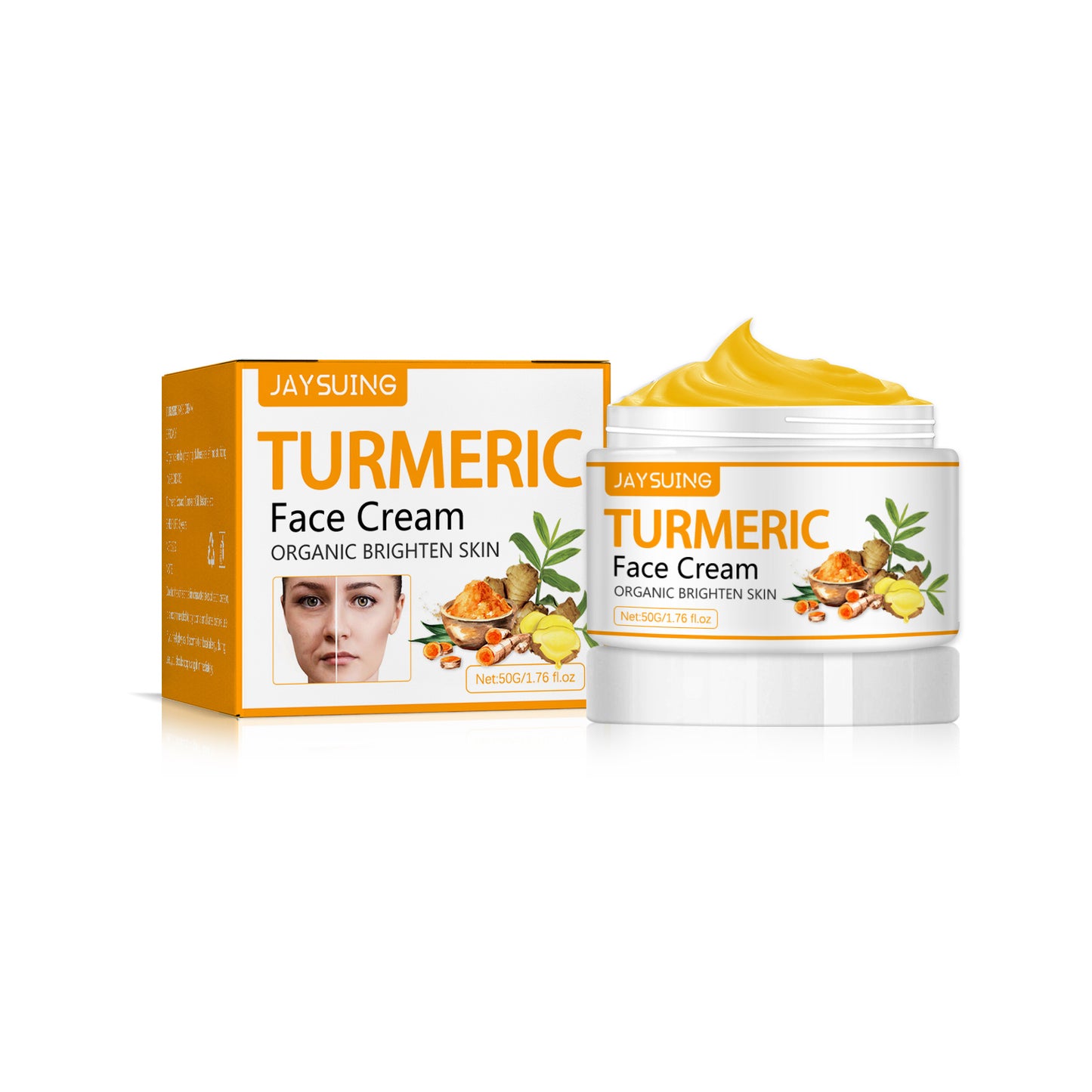 Jaysuing Turmeric Firming & Beautifying Cream Fades Wrinkles & Firms Face Brightens Skin Tone Anti-Aging Cream