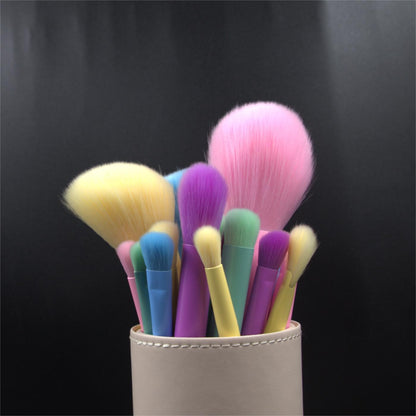 Makeup Brush Rainbow Color 17 PCs Macaron Color Series Full Set