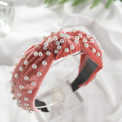 Nail Pearl Velvet Knot Hair Hoop