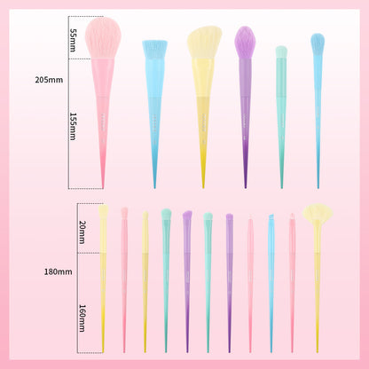 Makeup Brush Rainbow Color 17 PCs Macaron Color Series Full Set