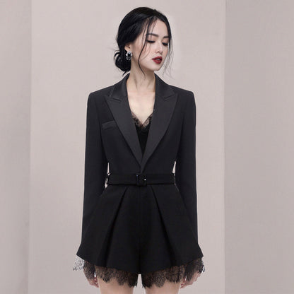 Women's Fashion Temperament Lace Jumpsuit Shorts