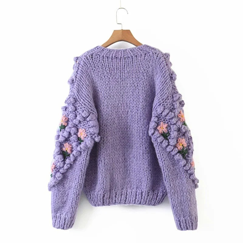 Women's Handmade Crocheted Flower Sweater Coat