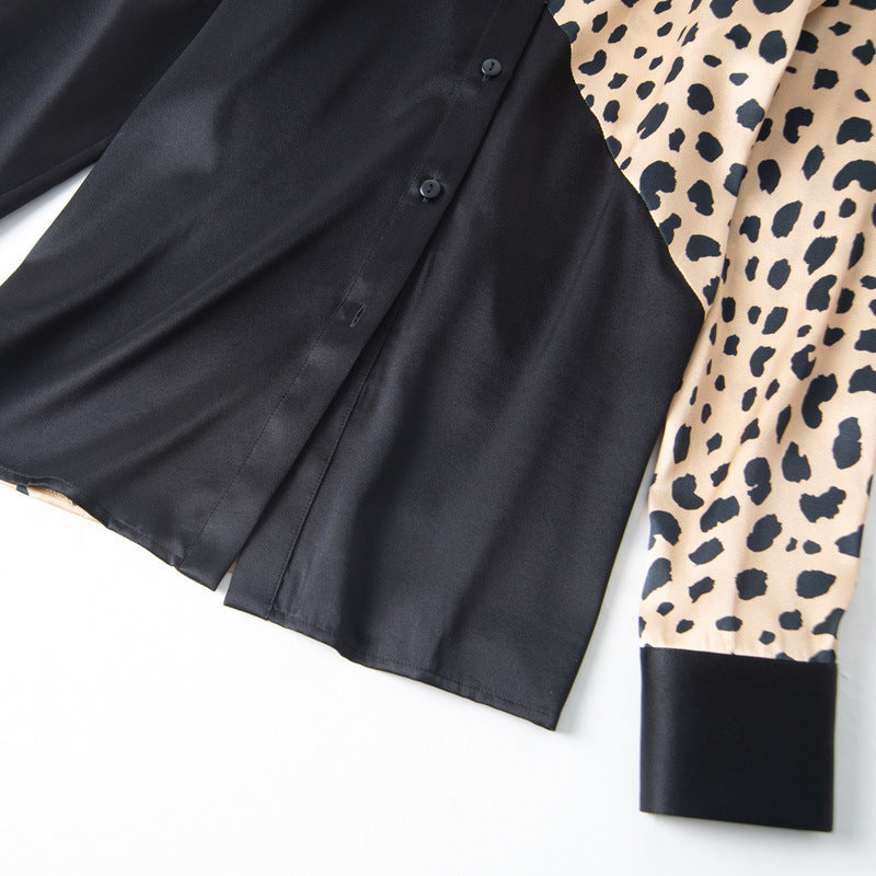 Women's Leopard Print Silk Long Sleeve Shirt