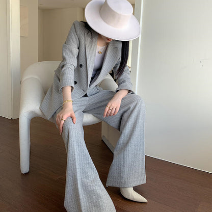 Women's Coat Wool Wide Leg Trousers Suit Coat