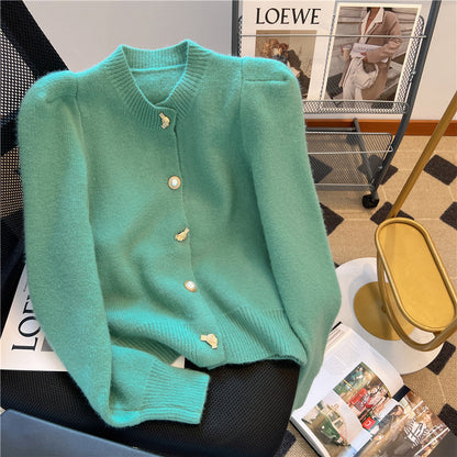 Puff Sleeve Soft Glutinous Sweater For Women Autumn New