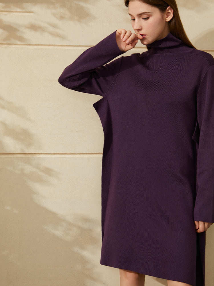 New High Neck Loose Knit Sweater Dress Autumn And Winter