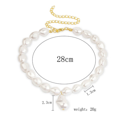 Pearl Choker Clavicle Chain Cross