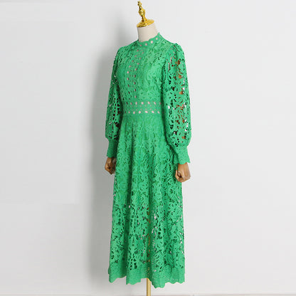 Women's Fashion Vintage Heavy Embroidery Hollow Hem Dress