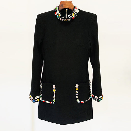 Gemstone Diamond Long Sleeve Dress