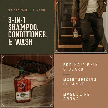 18.21 Man Made Original 3-in-1 Body Wash, Shampoo, & Conditioner for Men, All Hair & Skin Types, Strengthens and Moisturizes in a Manly Aroma Spiced Vanilla 3.4 Fl Oz (Pack of 1)