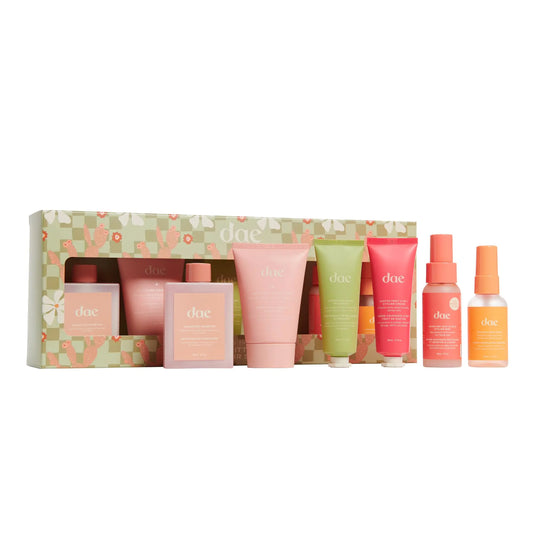 dae Hair Merry Little Minis Set (3-1 Styling Cream, Signature Shampoo & Conditioner, Dry Heat Styling Mist, Hibiscus Wave Spray & Stargloss Treatment)